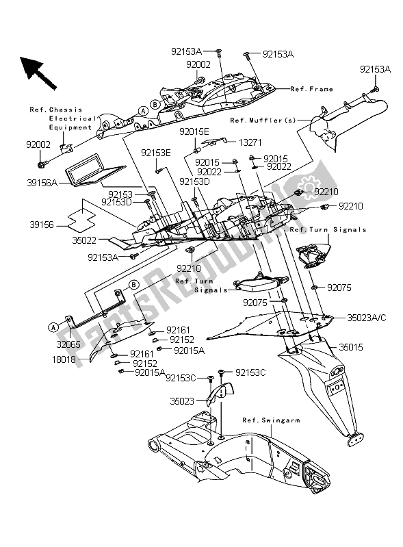 Wszystkie części do Tylny B? Otnik Kawasaki Ninja ZX 10R 1000 2007