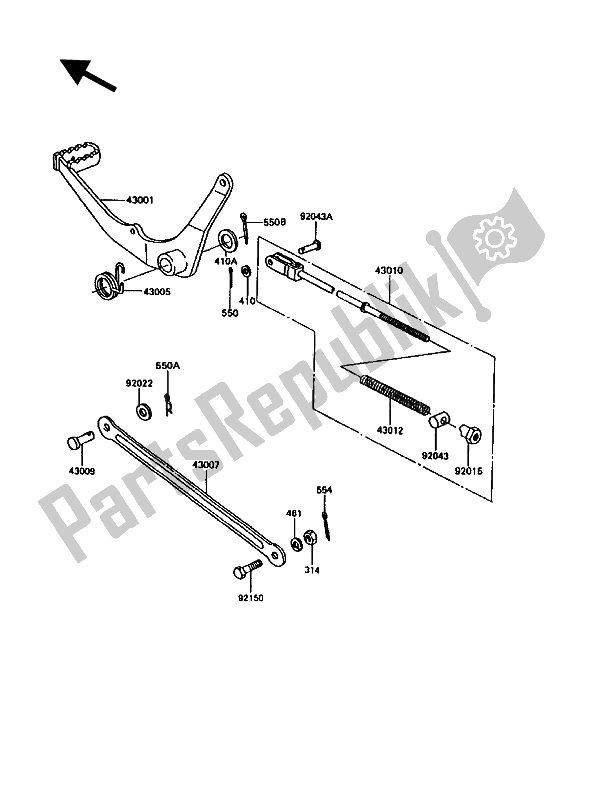 Tutte le parti per il Pedale Del Freno del Kawasaki KE 100 1994
