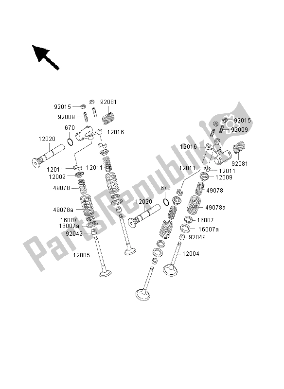 Alle onderdelen voor de Klep van de Kawasaki ER 500 2003