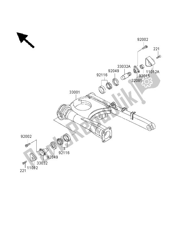 All parts for the Swingarm of the Kawasaki 1000 GTR 1999