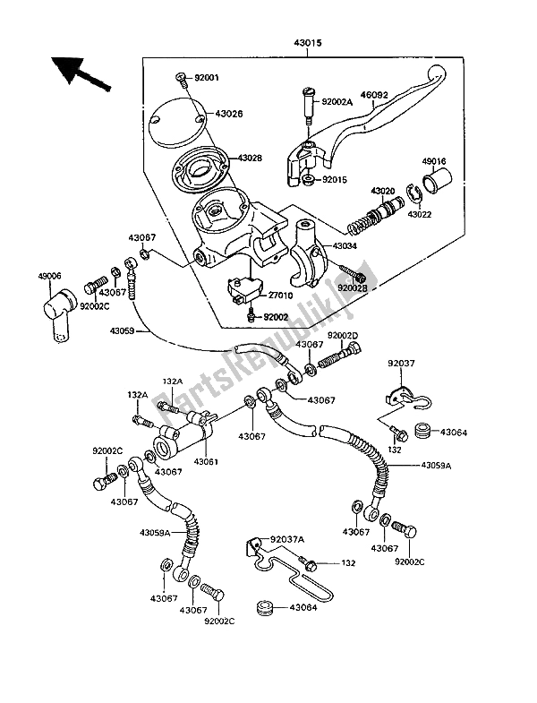 All parts for the Front Master Cylinder of the Kawasaki VN 750 Twin 1994