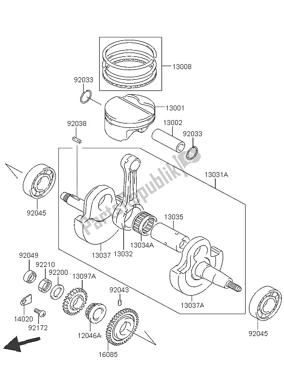 Tutte le parti per il Albero Motore E Pistone (i) del Kawasaki KFX 400 2005