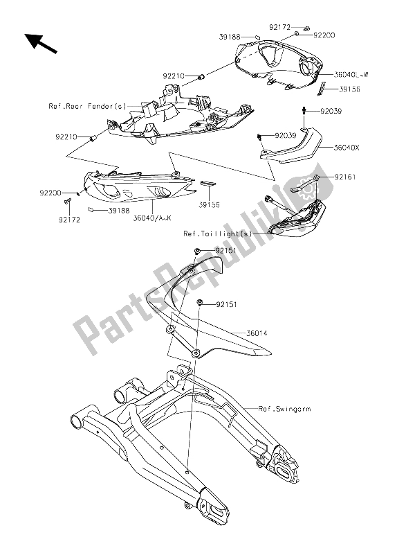 All parts for the Side Covers & Chain Cover of the Kawasaki ER 6N 650 2015