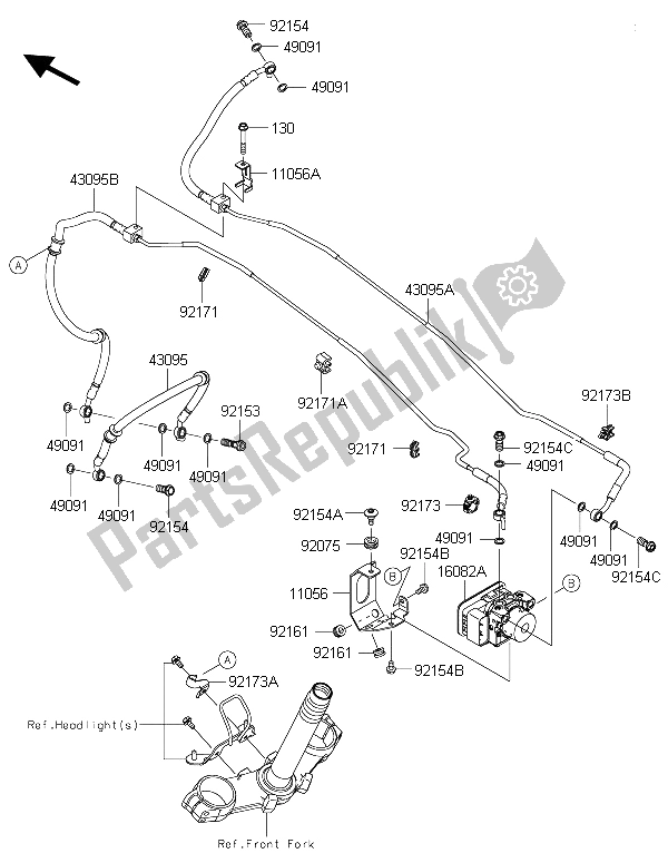 All parts for the Brake Piping of the Kawasaki Z 800 ABS 2015
