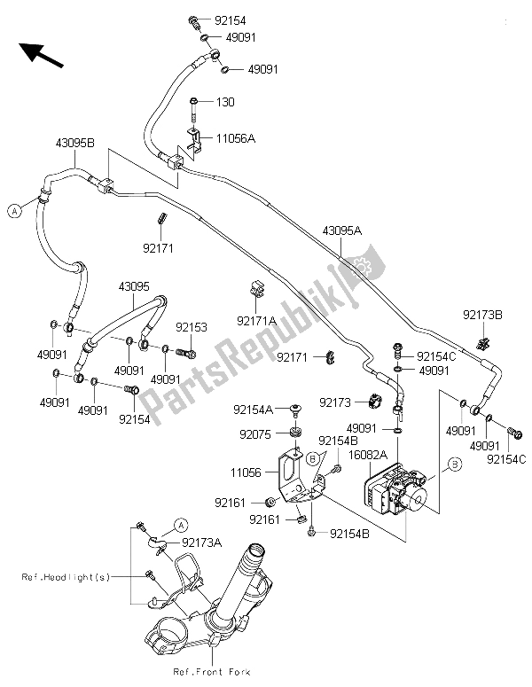 All parts for the Brake Piping of the Kawasaki Z 800 ABS 2015