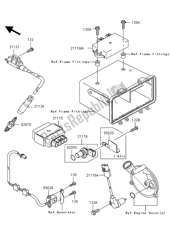 All parts for the Ignition System of the Kawasaki KVF 360 4X4 2007