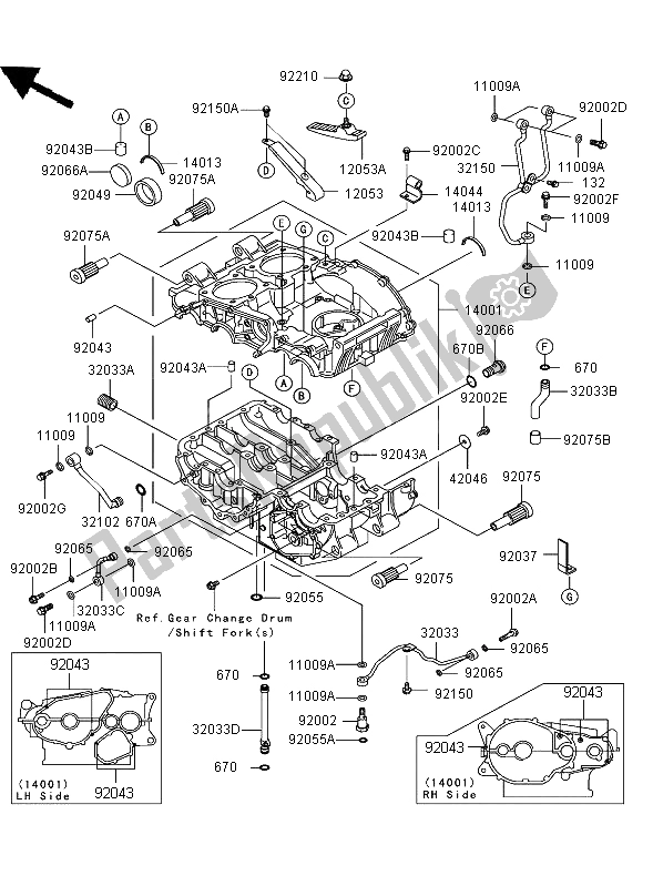 Todas as partes de Bloco Do Motor do Kawasaki ER 5 500 2004