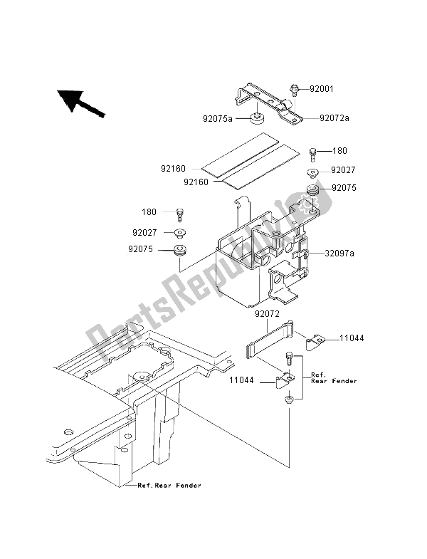 Todas las partes para Caja De Batería de Kawasaki KLF 300 2000