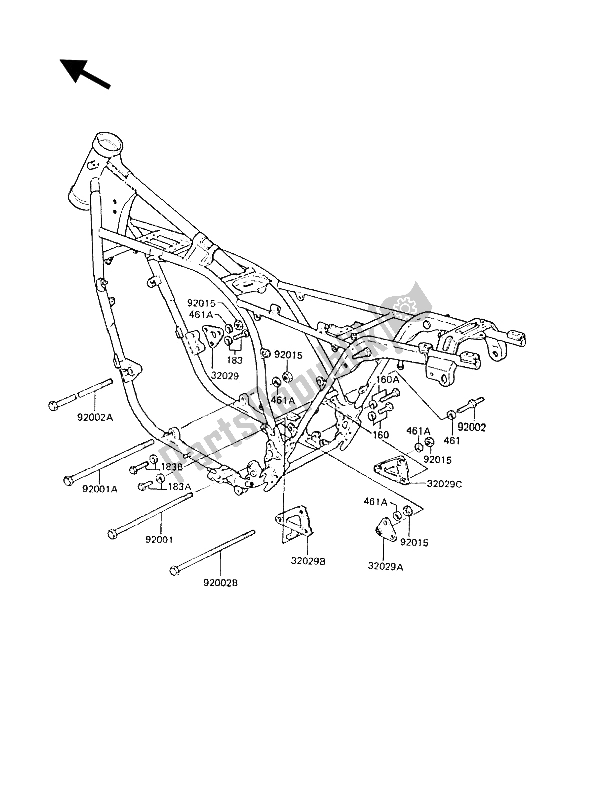 All parts for the Frame Fittings of the Kawasaki Z 1300 1986