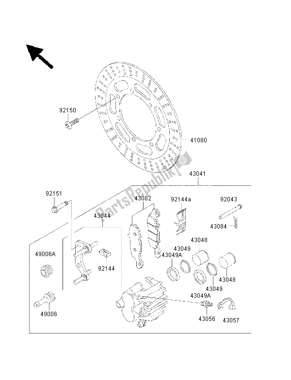 All parts for the Front Brake of the Kawasaki VN 1500 Classic FI 2001