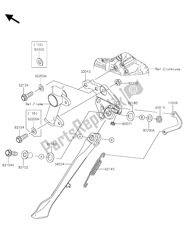 All parts for the Stand(s) of the Kawasaki Ninja H2R 1000 2015