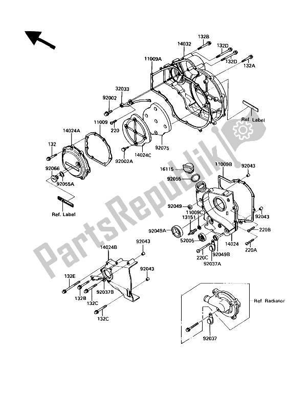 Todas las partes para Cubierta (s) Del Motor de Kawasaki GPZ 900R 1989