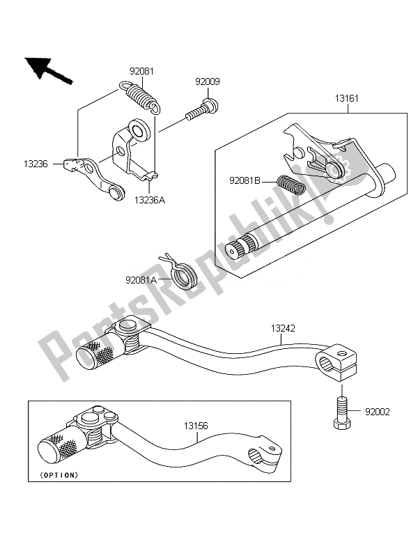 Alle onderdelen voor de Schakelmechanisme van de Kawasaki KX 65 2007