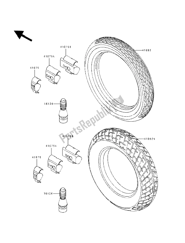 All parts for the Tires of the Kawasaki EL 250E 1994