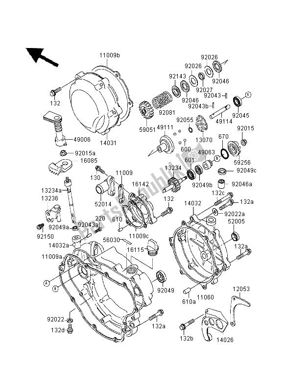 Toutes les pièces pour le Couvert De Moteur du Kawasaki KDX 200 1999