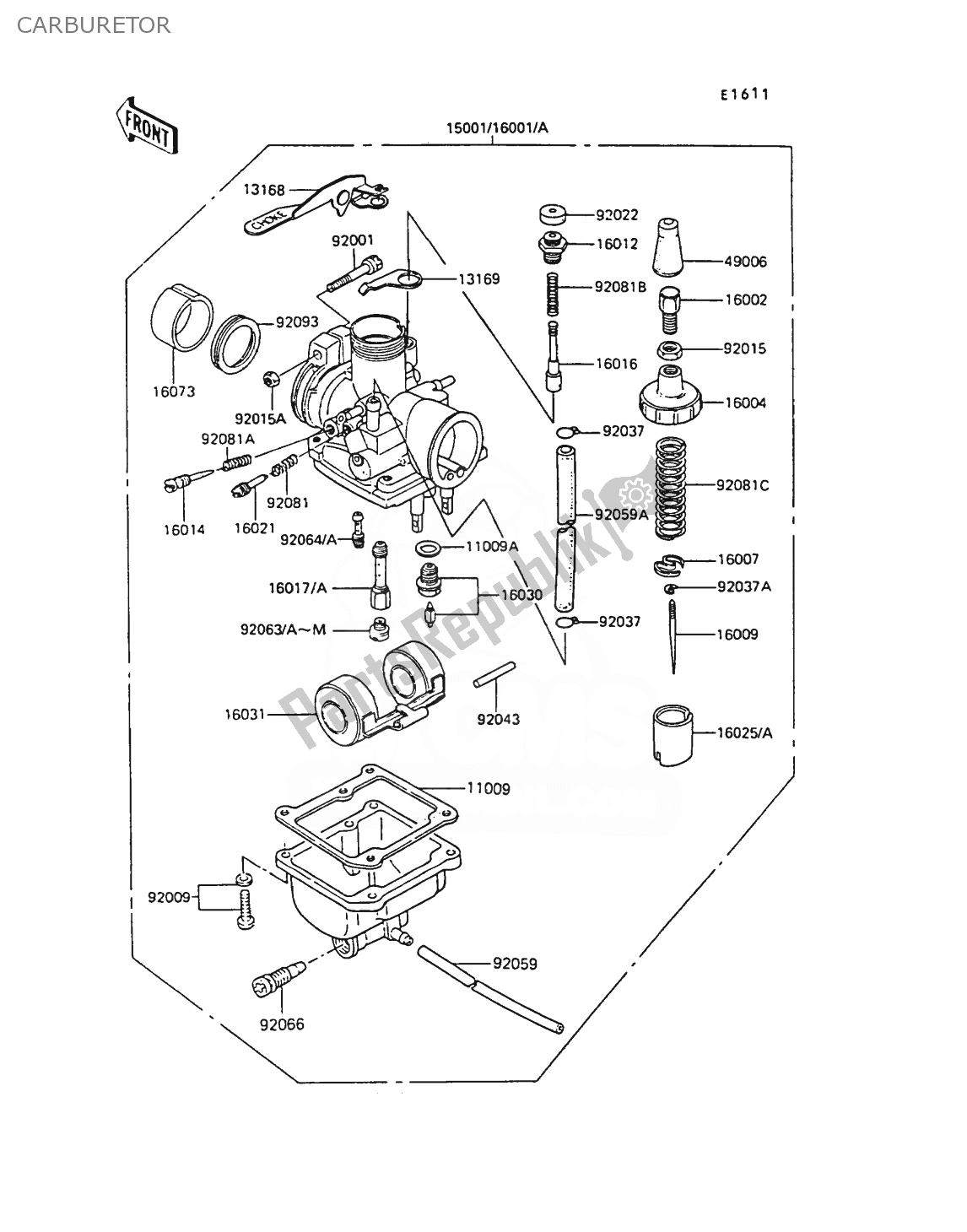 All parts for the Carburetor of the Kawasaki AR 50 1989