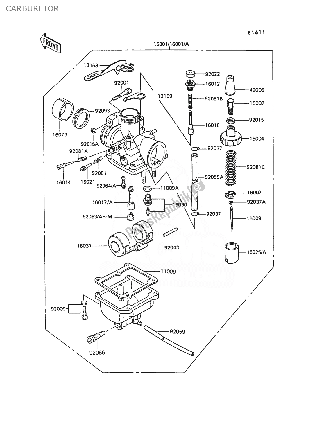 Toutes les pièces pour le Carburateur du Kawasaki AR 50 1989