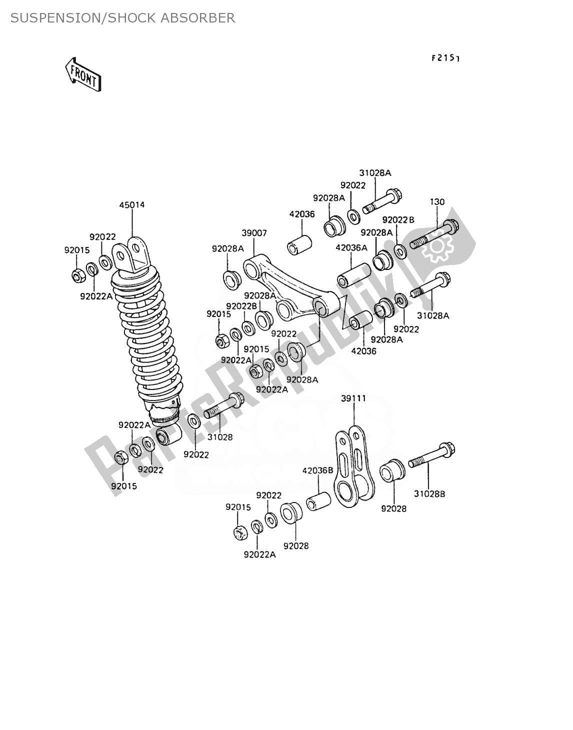 Alle onderdelen voor de Suspension/shock Absorber van de Kawasaki AR 50 1989