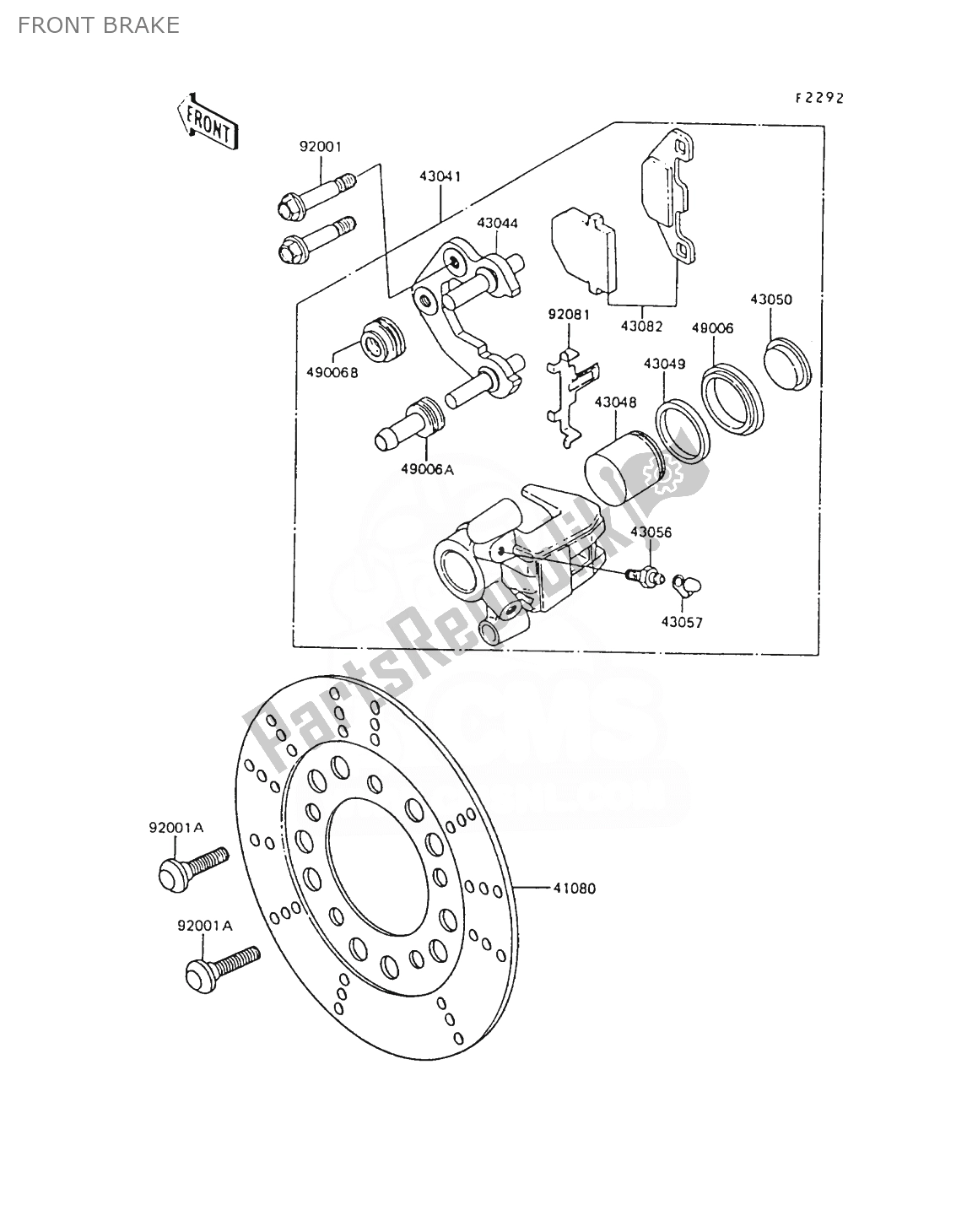 All parts for the Front Brake of the Kawasaki AR 80 1988