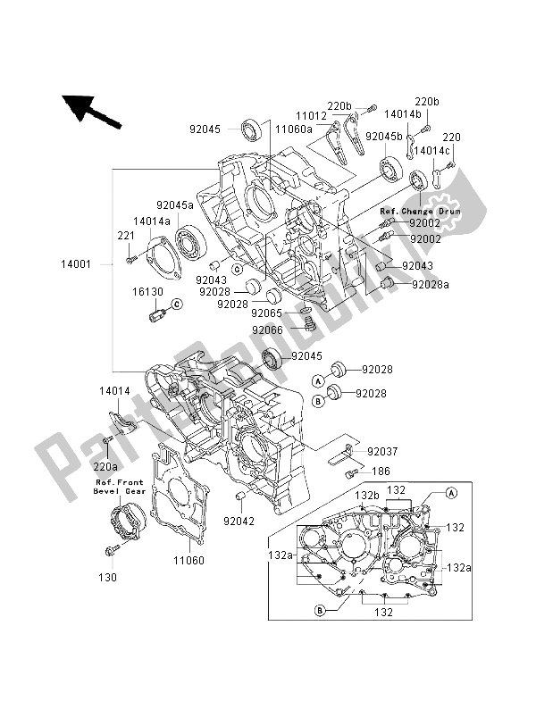Alle onderdelen voor de Carter van de Kawasaki KLF 300 2000