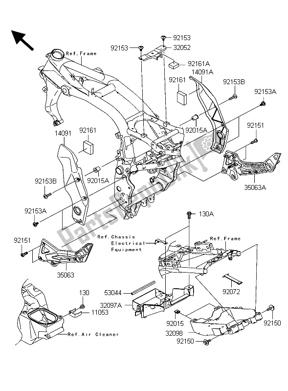 Toutes les pièces pour le Ferrures De Cadre du Kawasaki Z 1000 2004