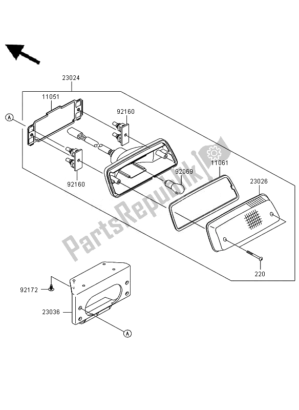 All parts for the Taillight of the Kawasaki KVF 650 4X4 2007