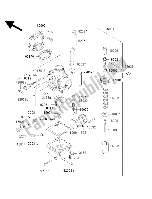 All parts for the Carburetor of the Kawasaki KMX 125 1999