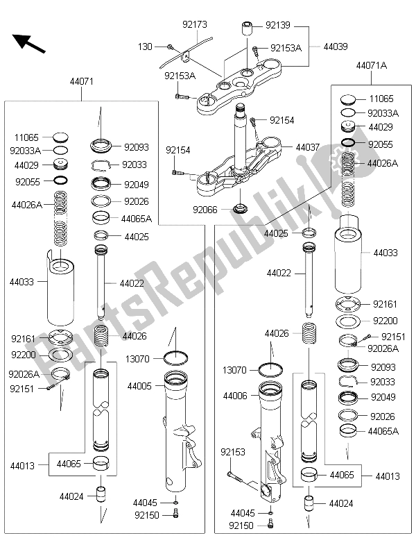 Todas las partes para Tenedor Frontal de Kawasaki Vulcan 1700 Voyager ABS 2015