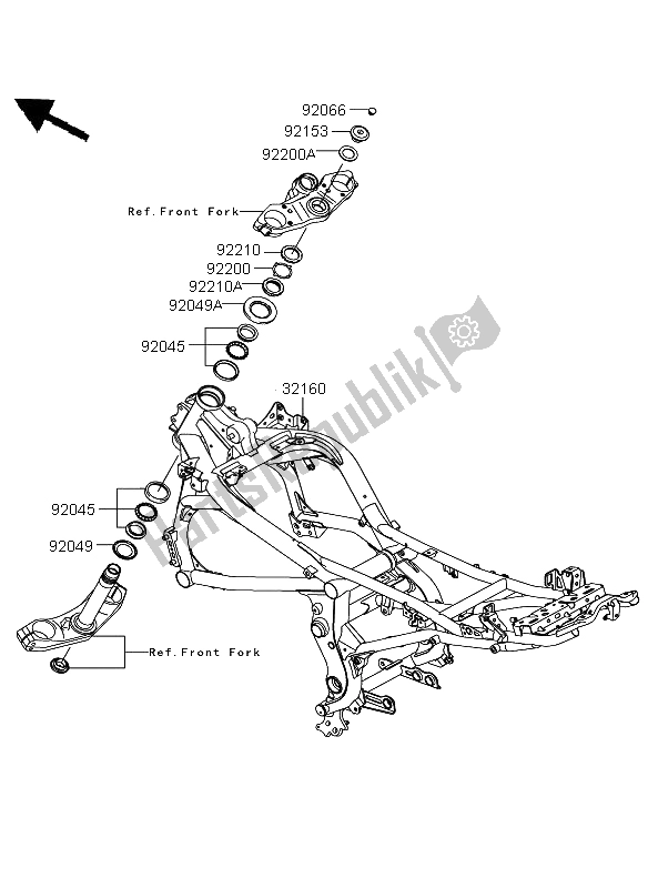 All parts for the Frame of the Kawasaki Versys ABS 650 2012