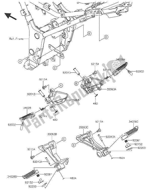 Toutes les pièces pour le Repose-pieds du Kawasaki Z 300 ABS 2016