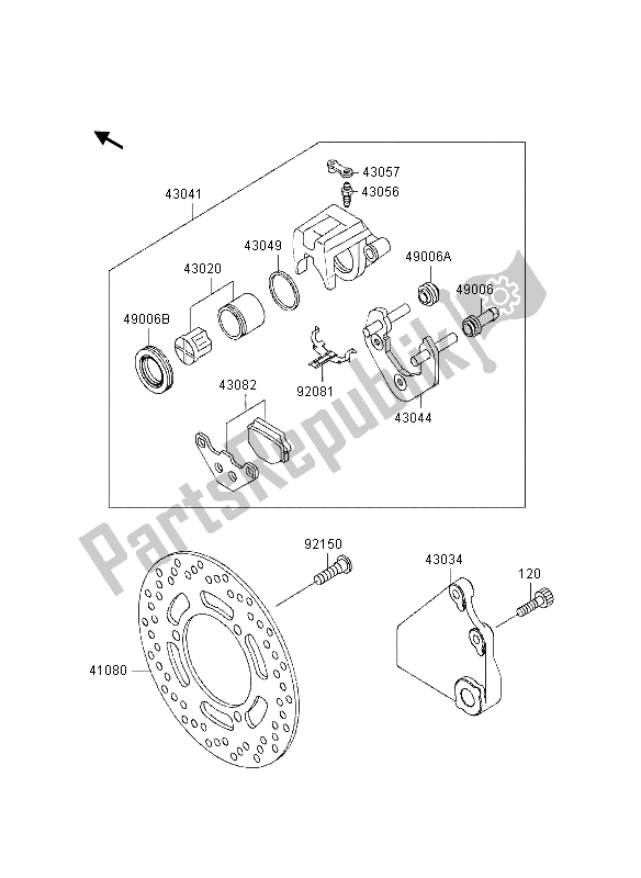 All parts for the Rear Brake of the Kawasaki GPZ 500S UK 1995