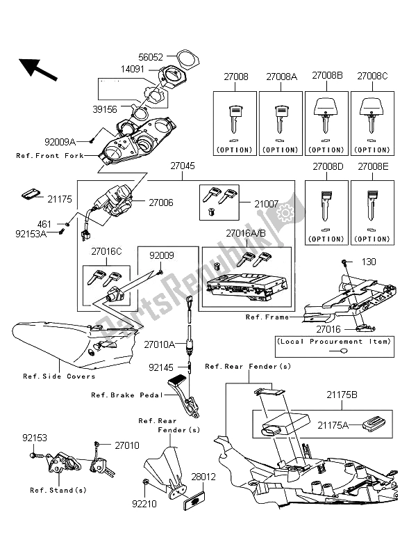 All parts for the Ignition Switch of the Kawasaki 1400 GTR ABS 2010