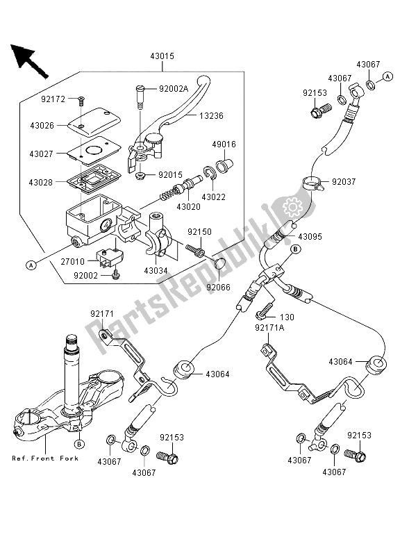 All parts for the Front Master Cylinder of the Kawasaki VN 2000 2004