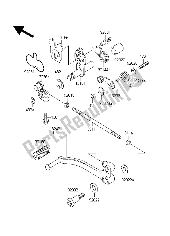 Toutes les pièces pour le Mécanisme De Changement De Vitesse du Kawasaki KLE 500 1996