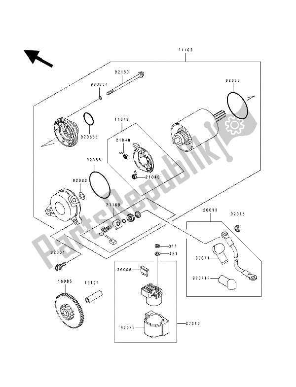 Tutte le parti per il Motorino Di Avviamento del Kawasaki ZXR 750 1991