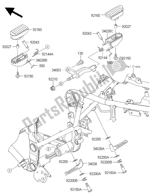 Tutte le parti per il Poggiapiedi del Kawasaki KLX 250 2015