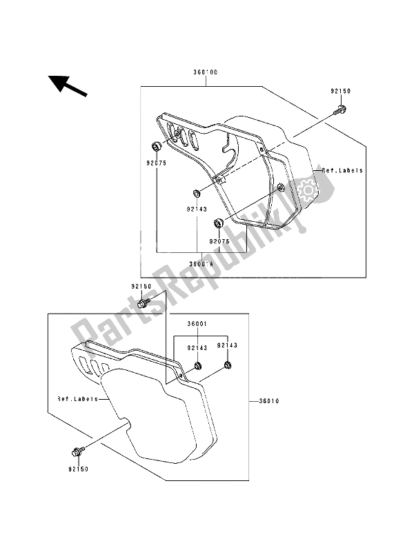 Tutte le parti per il Coperture Laterali del Kawasaki KX 500 1993