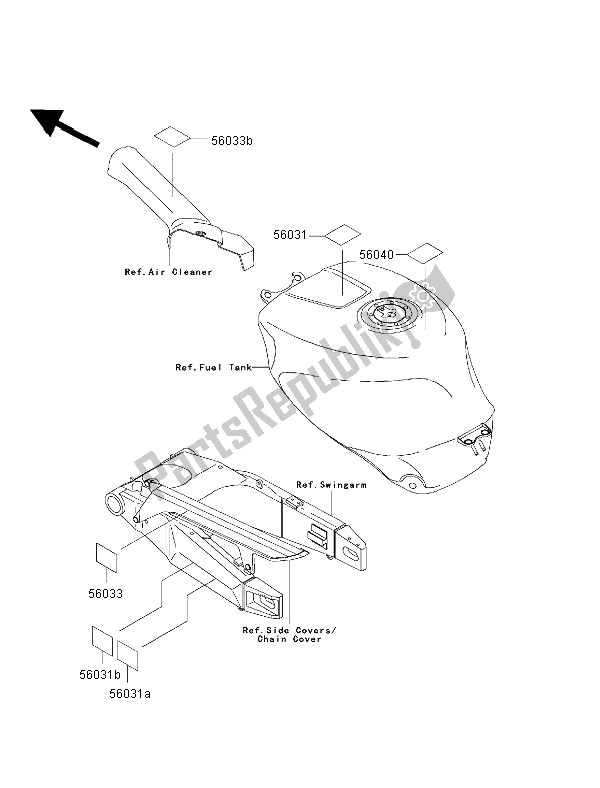 Alle onderdelen voor de Etiketten van de Kawasaki Ninja ZX 7R 750 2002