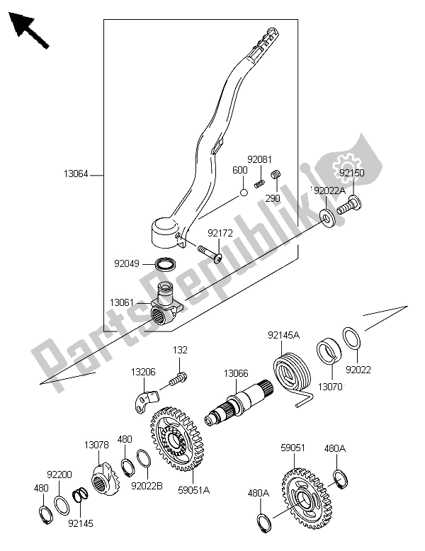 Toutes les pièces pour le Mécanisme De Kickstarter du Kawasaki KX 450F 2008