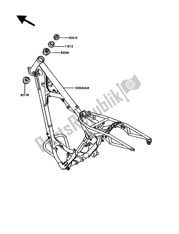 Toutes les pièces pour le Cadre du Kawasaki KDX 200 1987