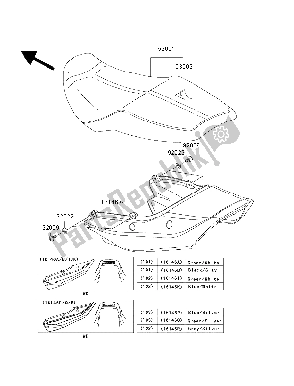 All parts for the Seat of the Kawasaki ZRX 1200R 2002