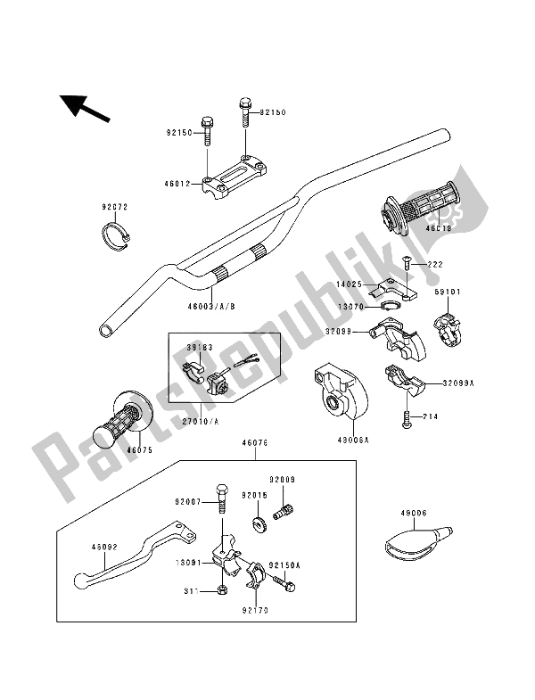 Tutte le parti per il Manubrio del Kawasaki KX 500 1993