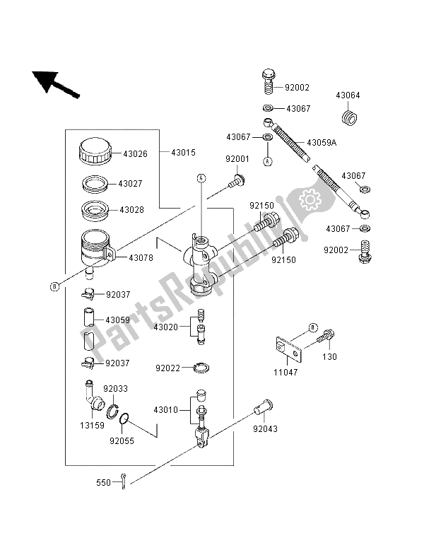 Tutte le parti per il Pompa Freno Posteriore del Kawasaki ZZR 600 1996