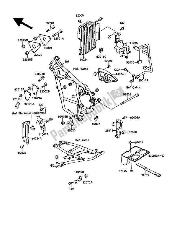 Todas las partes para Accesorios De Marco de Kawasaki KLR 650 1989