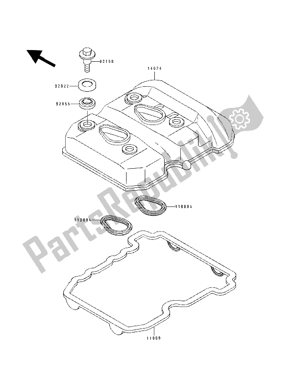 Alle onderdelen voor de Kleppendeksel van de Kawasaki EL 250 1990