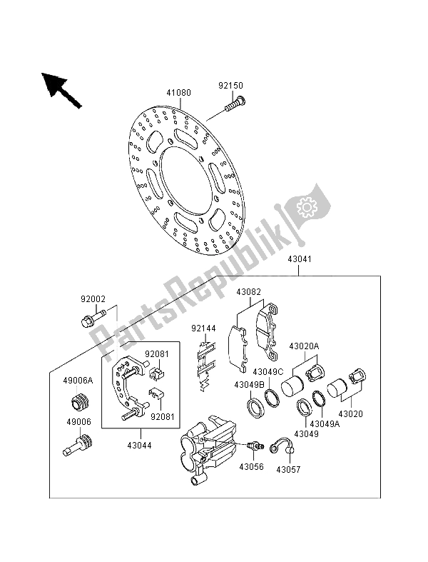 Tutte le parti per il Freno Anteriore del Kawasaki ER 500 1999