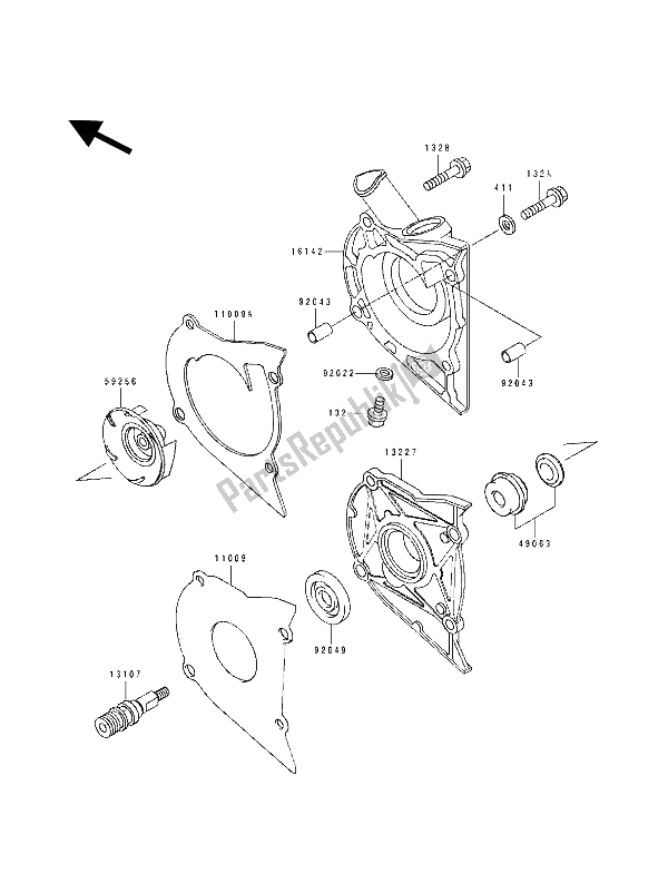 All parts for the Water Pump of the Kawasaki KLE 500 1992