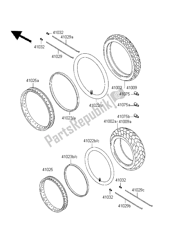 Tutte le parti per il Pneumatici del Kawasaki KLE 500 1999