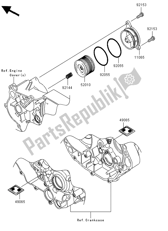 All parts for the Oil Filter of the Kawasaki KFX 450R 2012