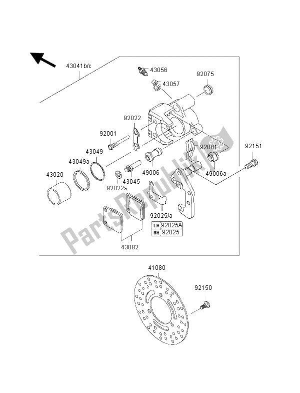 All parts for the Front Brake of the Kawasaki KVF 300 Prairie 4X4 2002